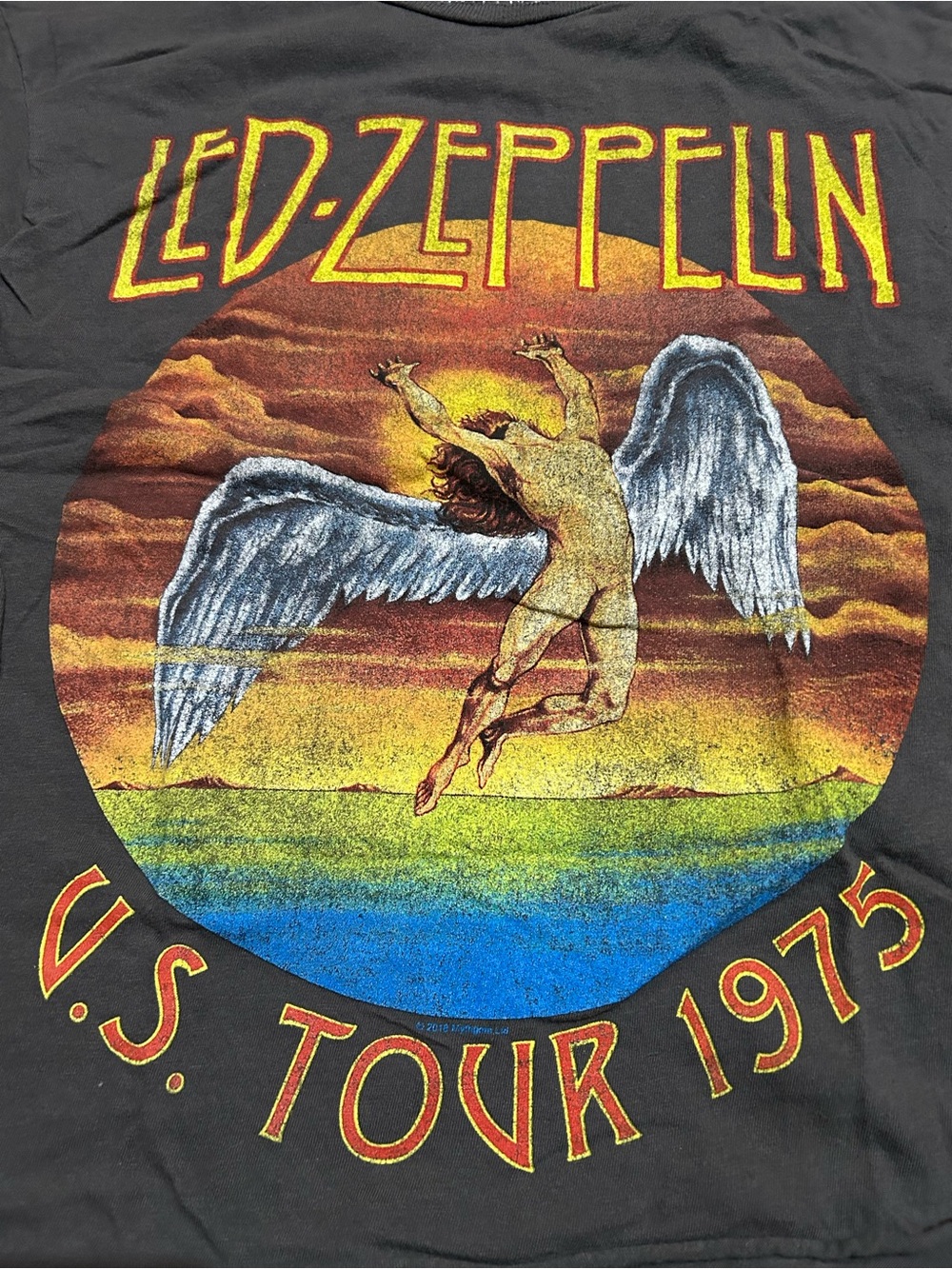 Cropped Led Zeppelin U.S. Tour 1975 Gray Graphic T-Shirt Size S